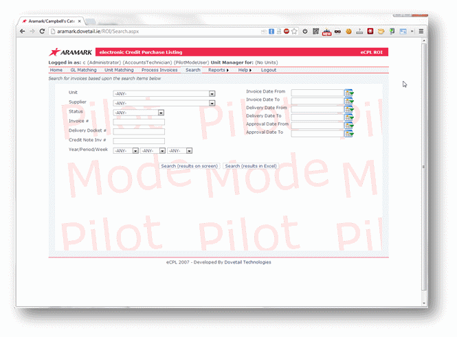 Aramark Screenshot