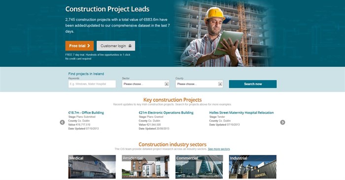 Construction information services new website by Dovetail Technologies