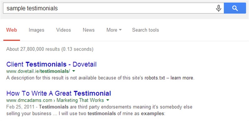 Sample Testimonials